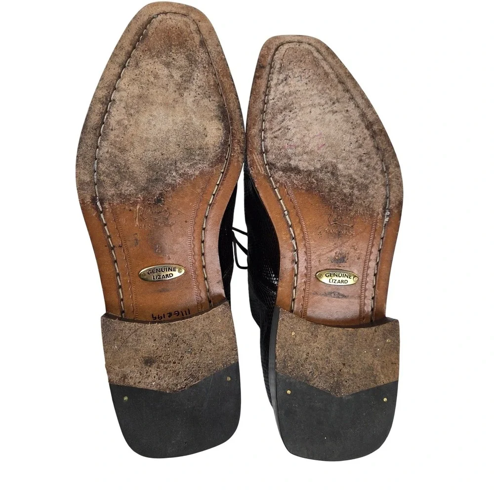 Belvedere Men 8‎ Brown Genuine Lizard Two Tone Lace Up Oxford Shoes